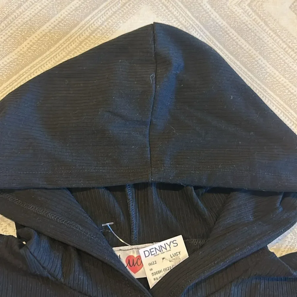 Lucy Little Girls Black Hooded Long Sleeve Top - Size L